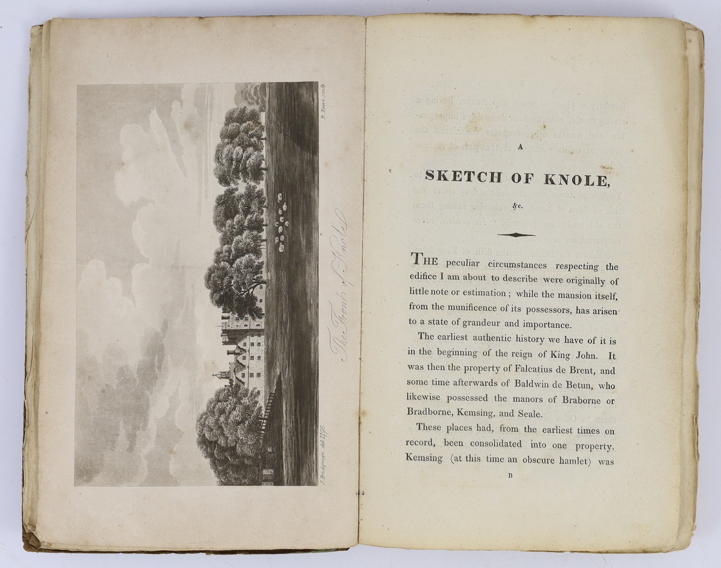KENT: Bridgman, John - An Historical and Topographical Sketch of Knole ... with a brief Genealogy of the Sackville Family.